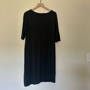 J JILL Wearever Asymmetrical Black Knee Length Dress